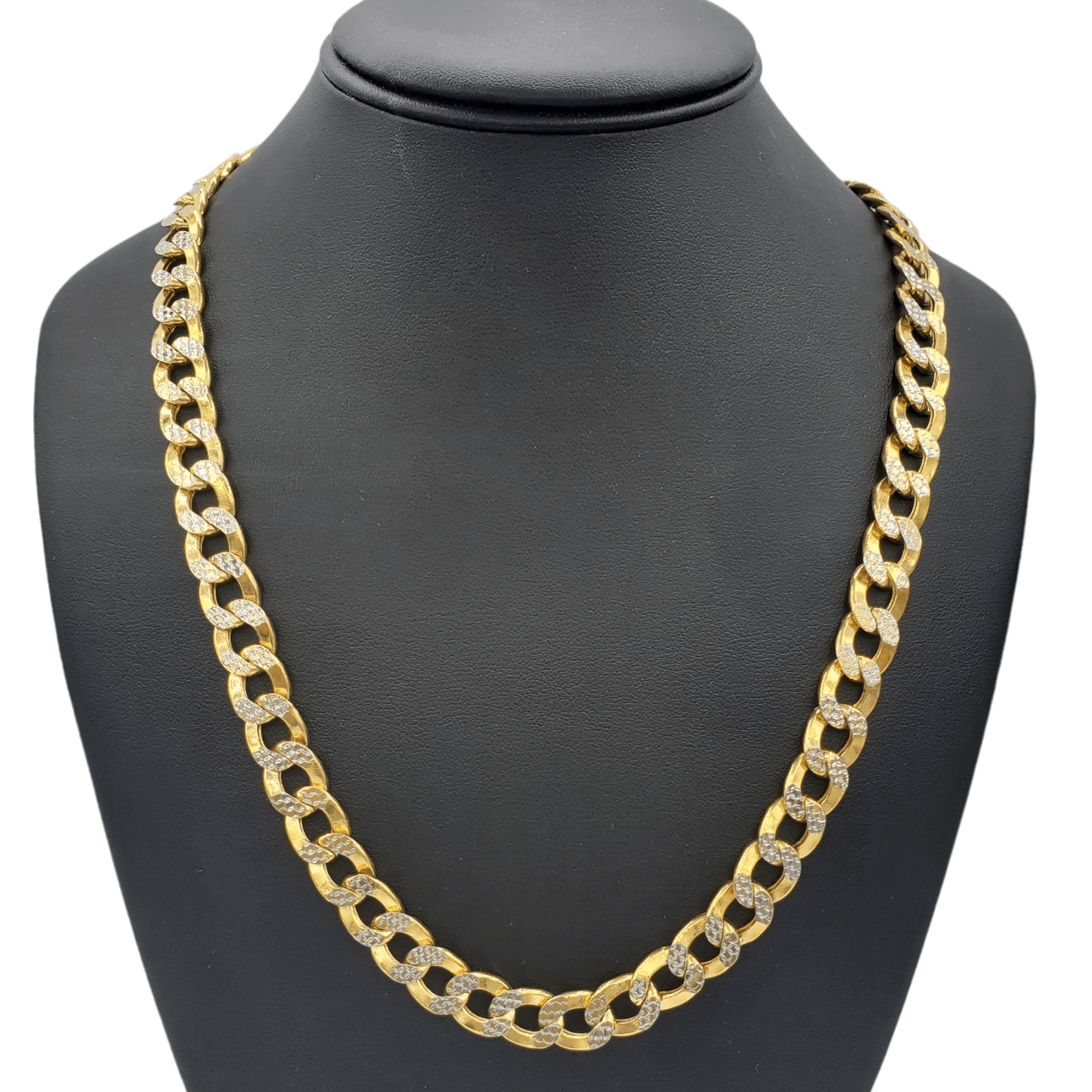 14K Gold- Hollow Cuban Link Diamond Cut (Pave) Chain Fantastic Jewelry NYC