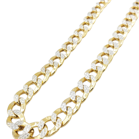 14K Gold- Hollow Cuban Link Diamond Cut (Pave) Chain