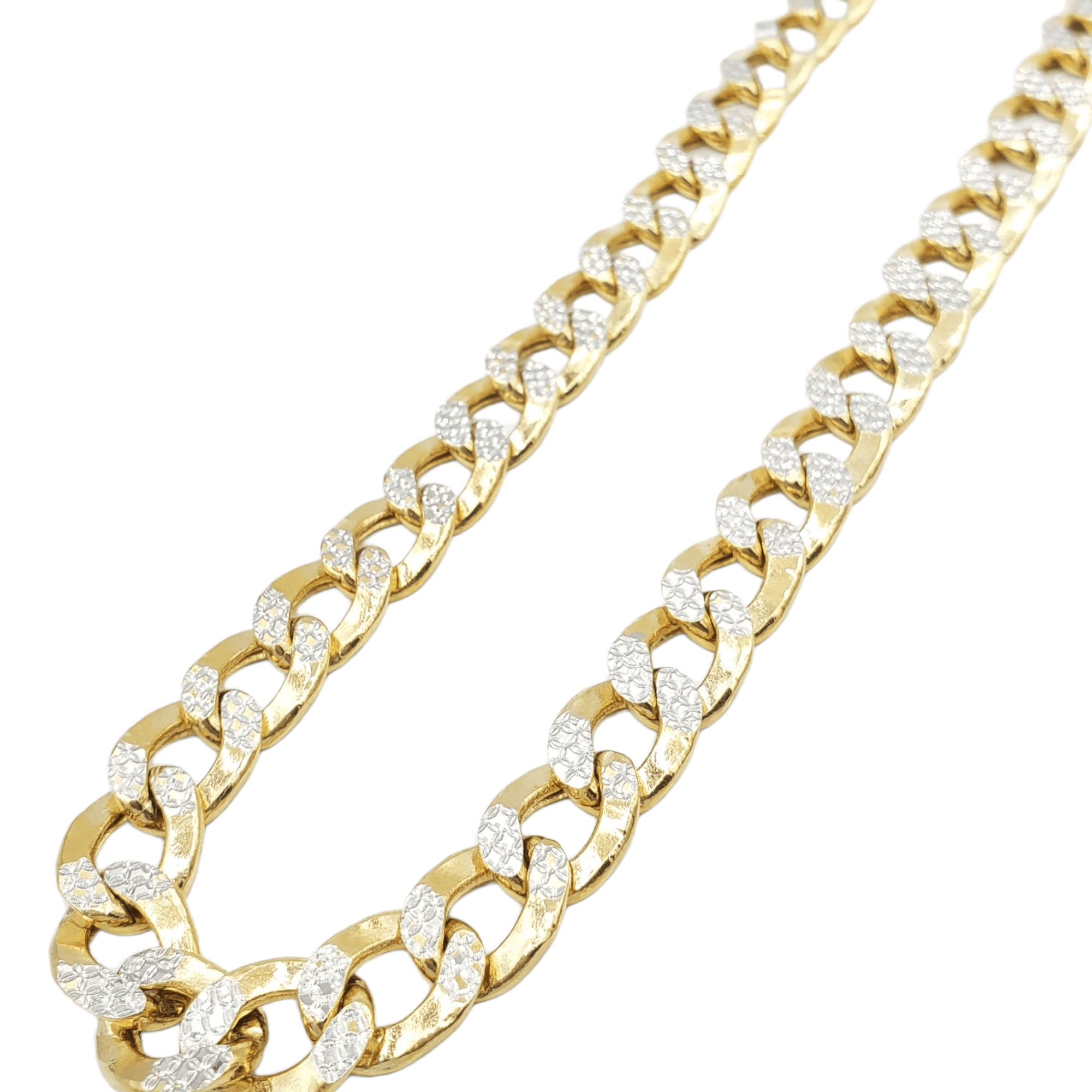 14K Gold- Hollow Cuban Link Diamond Cut (Pave) Chain Fantastic Jewelry NYC