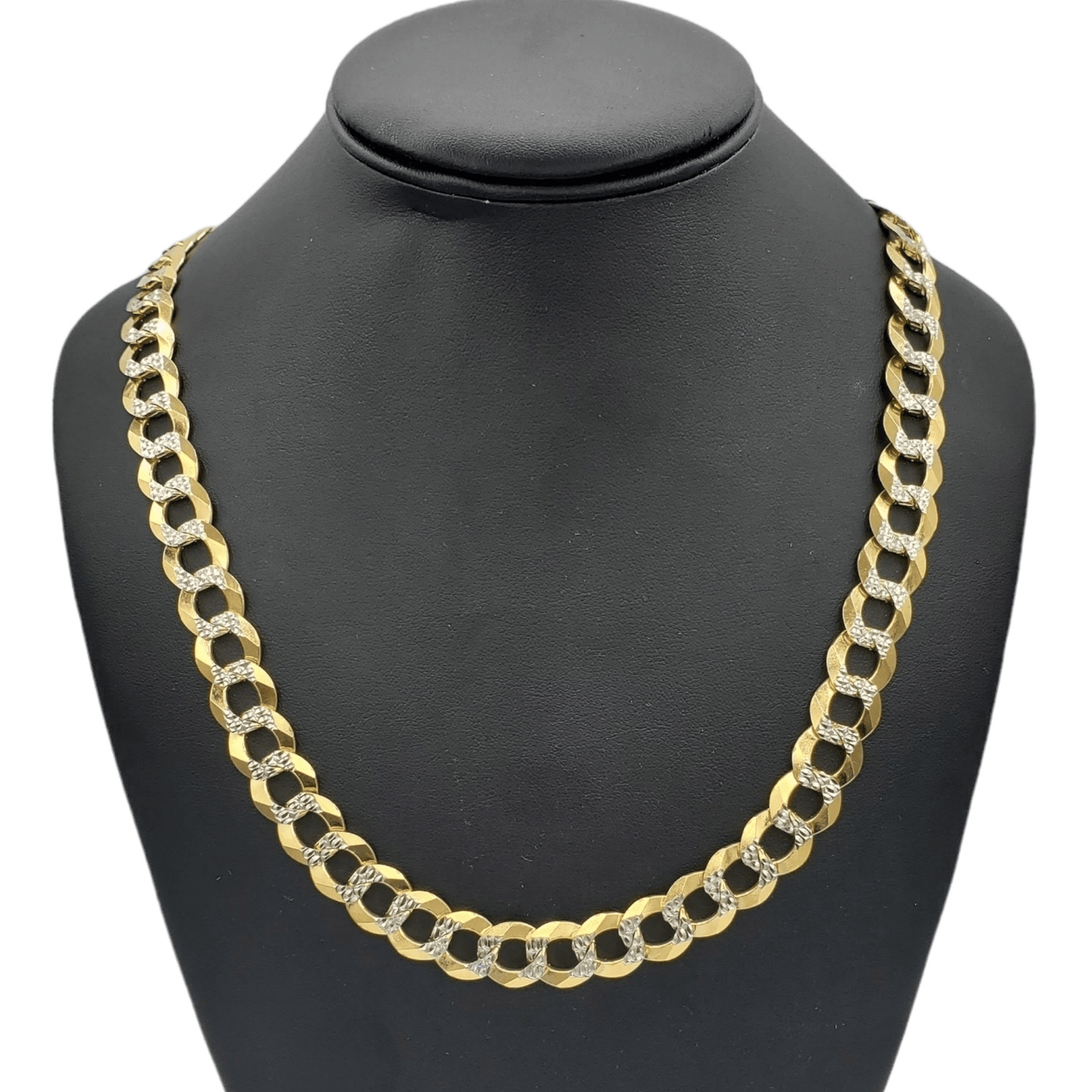 14K Gold- Solid Cuban Link Diamond Cut (Pave)