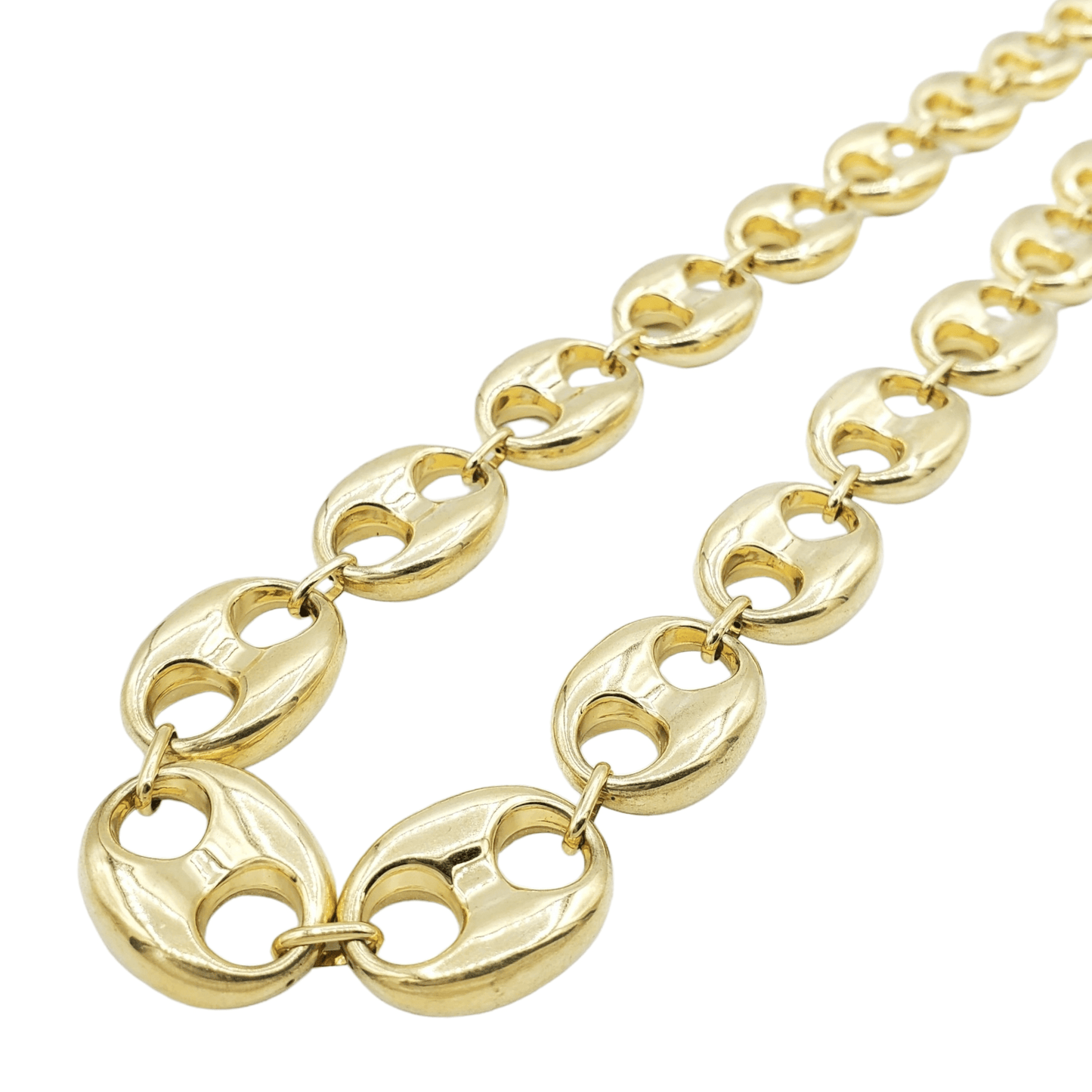 14K Gold- Hollow Puff Mariner Chain