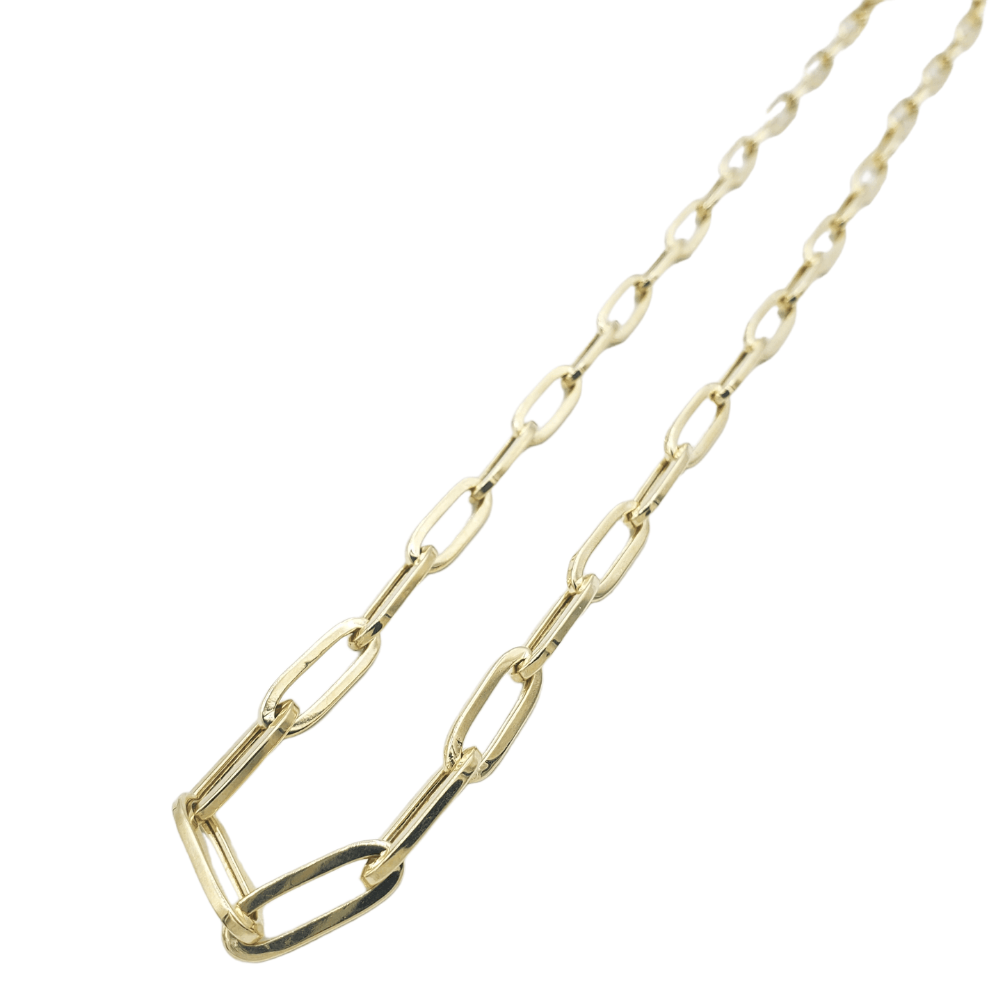 14K Gold- Hollow Paperclip Chain (Yellow Gold)