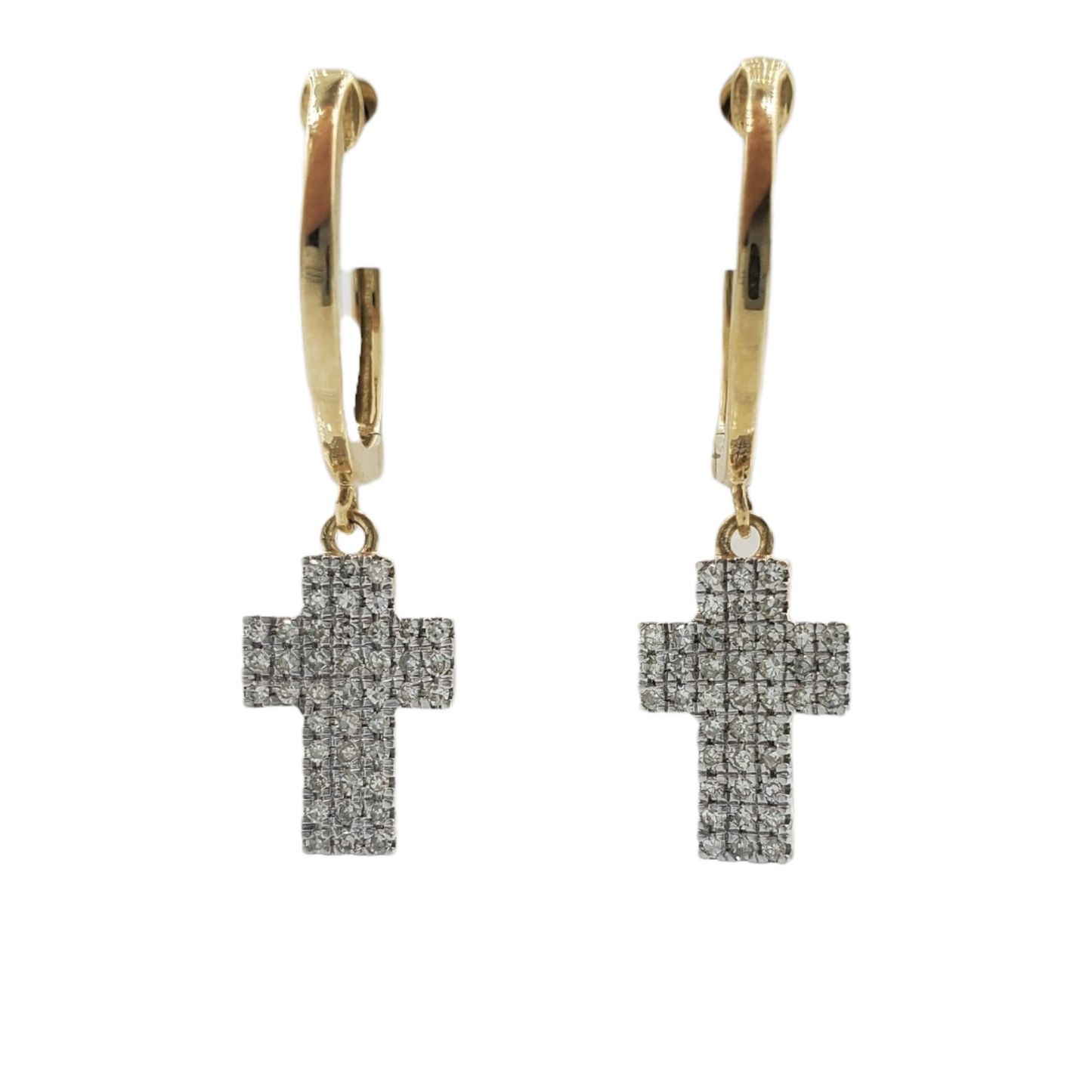 14k Gold Diamond Cross Dangle Earrings #25227
