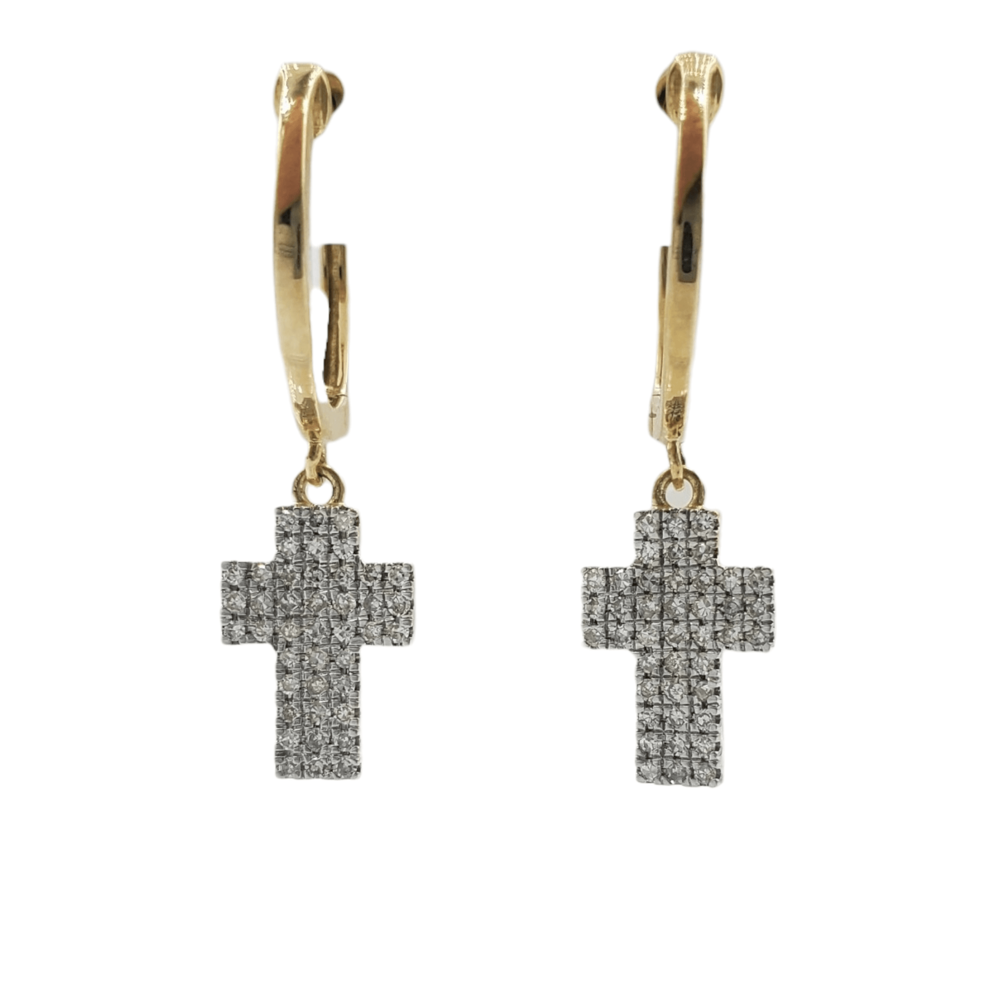 14k Gold Diamond Cross Dangle Earrings #25227