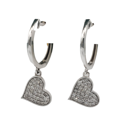 14k Gold Diamond Heart Dangle Earrings #25800