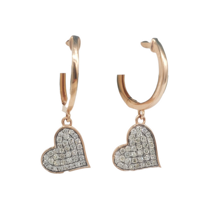 14k Gold Diamond Heart Dangle Earrings #25800