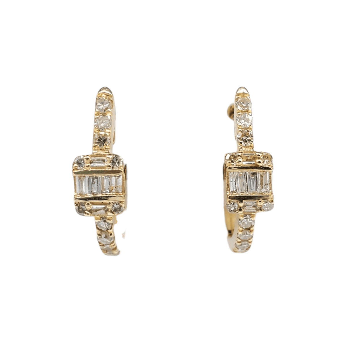 14k Gold Diamond Huggies Earrings #24630