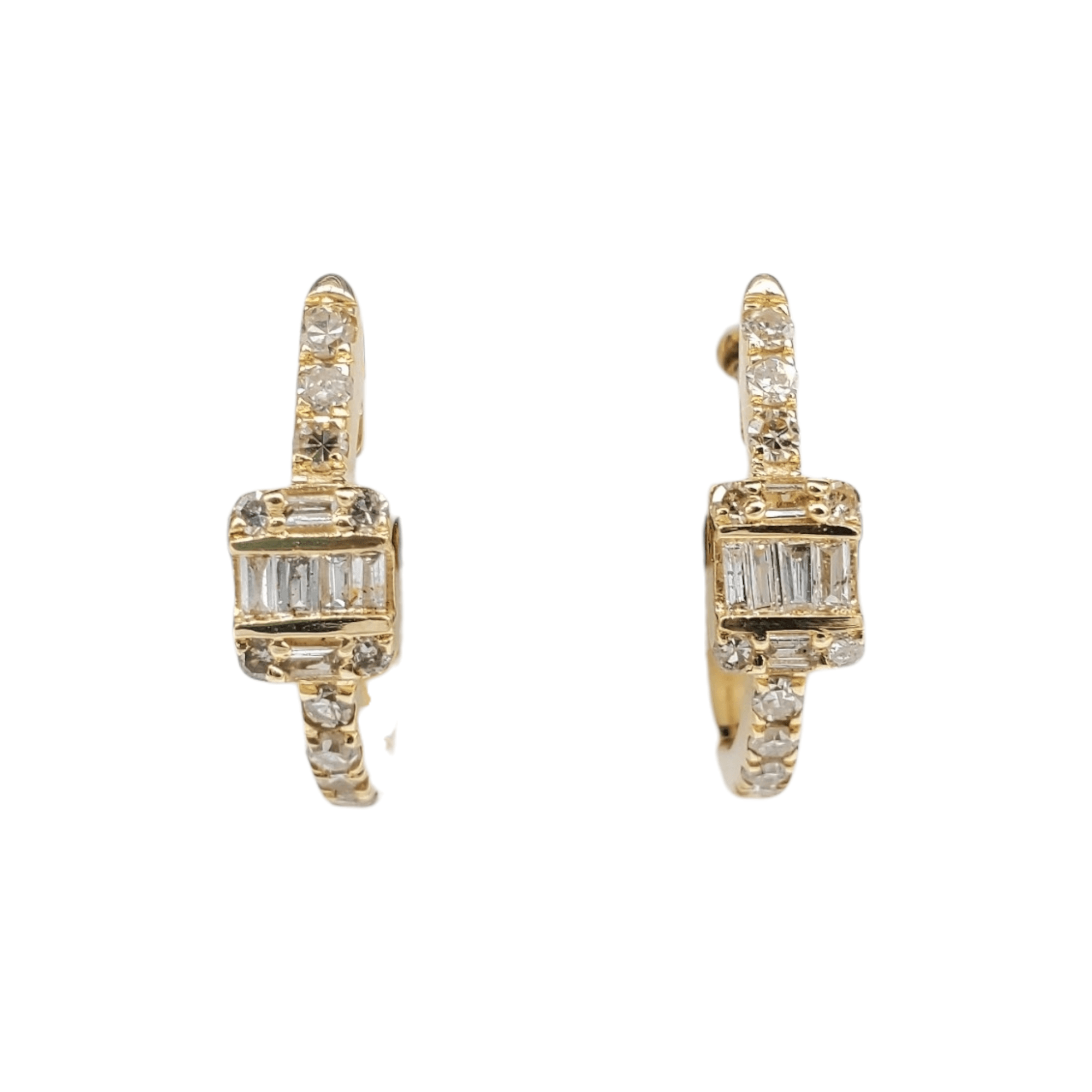 14k Gold Diamond Huggies Earrings #24630