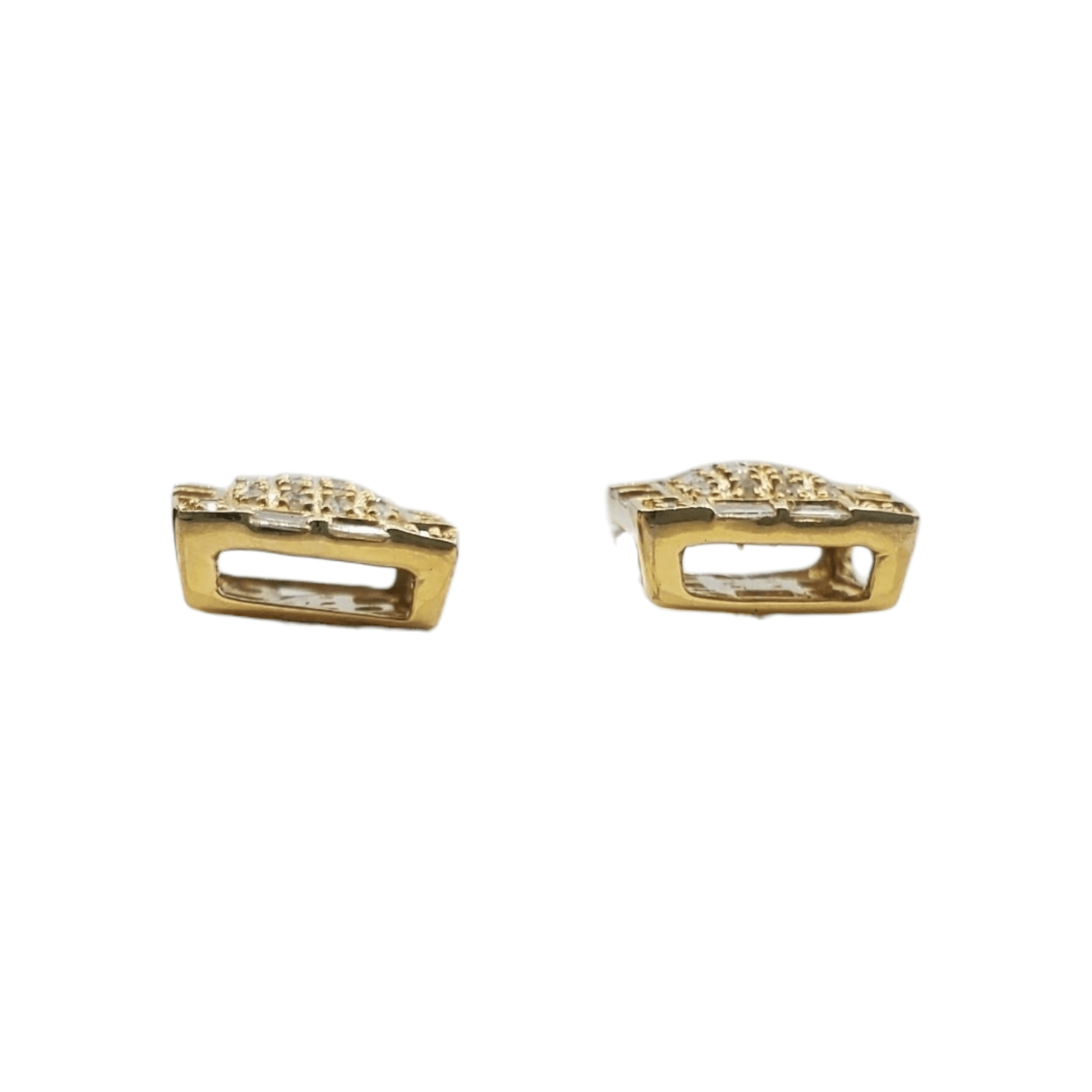 10k Gold Baguette Diamond Square Earrings #18058