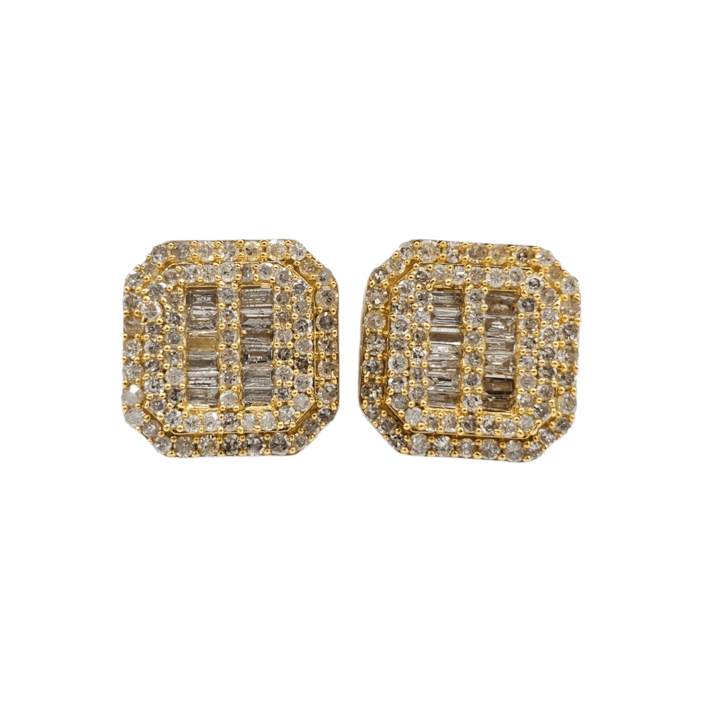 10k Gold Baguette Diamond Earrings #19220