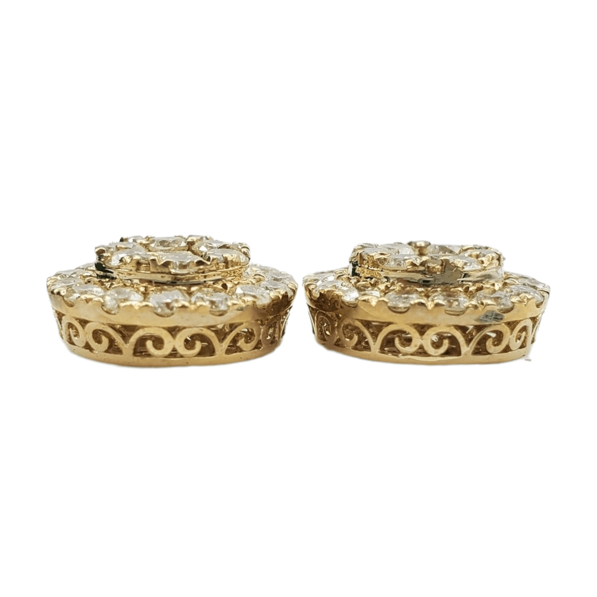 10k Gold Diamond Circle Earrings #14666