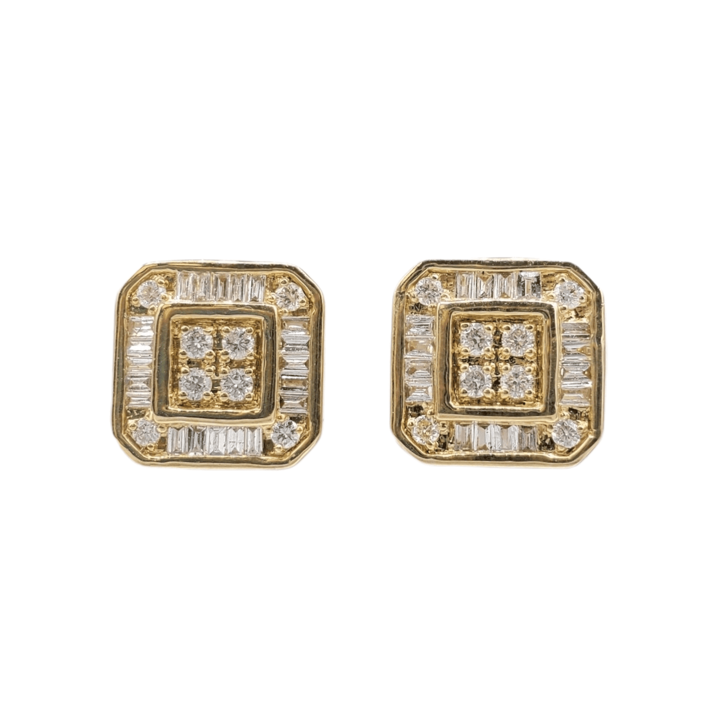 10k Gold Diamond Square Earrings #18012