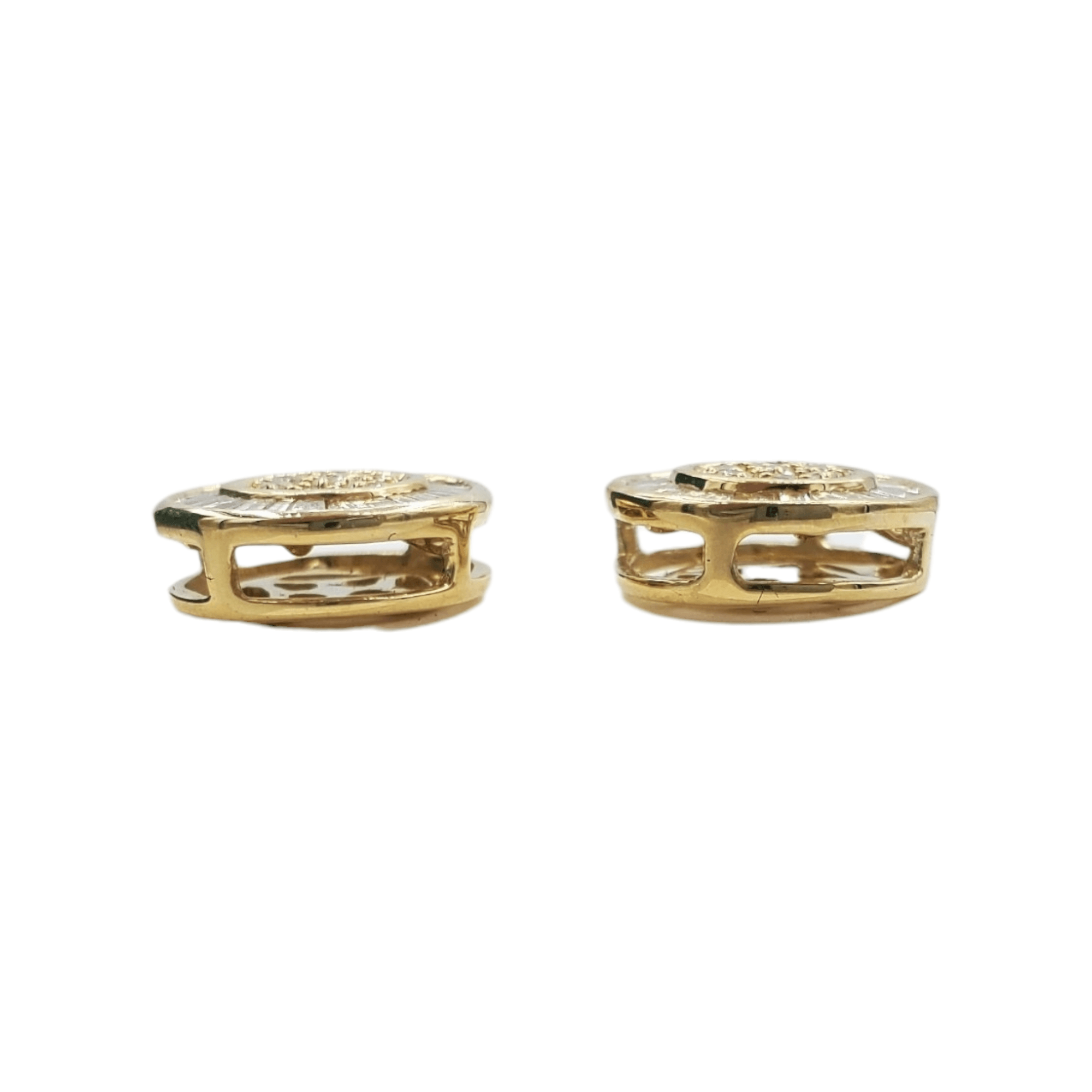 10k Gold Baguette Diamond Circle Earrings #21239