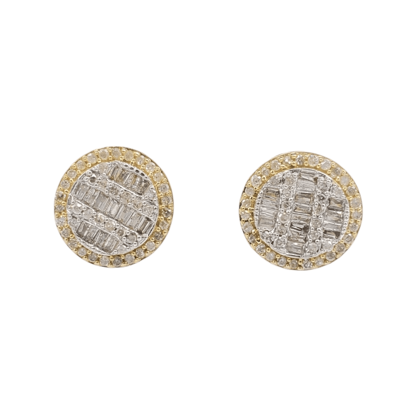 10k Gold Baguette Diamond Circle Earrings #19018