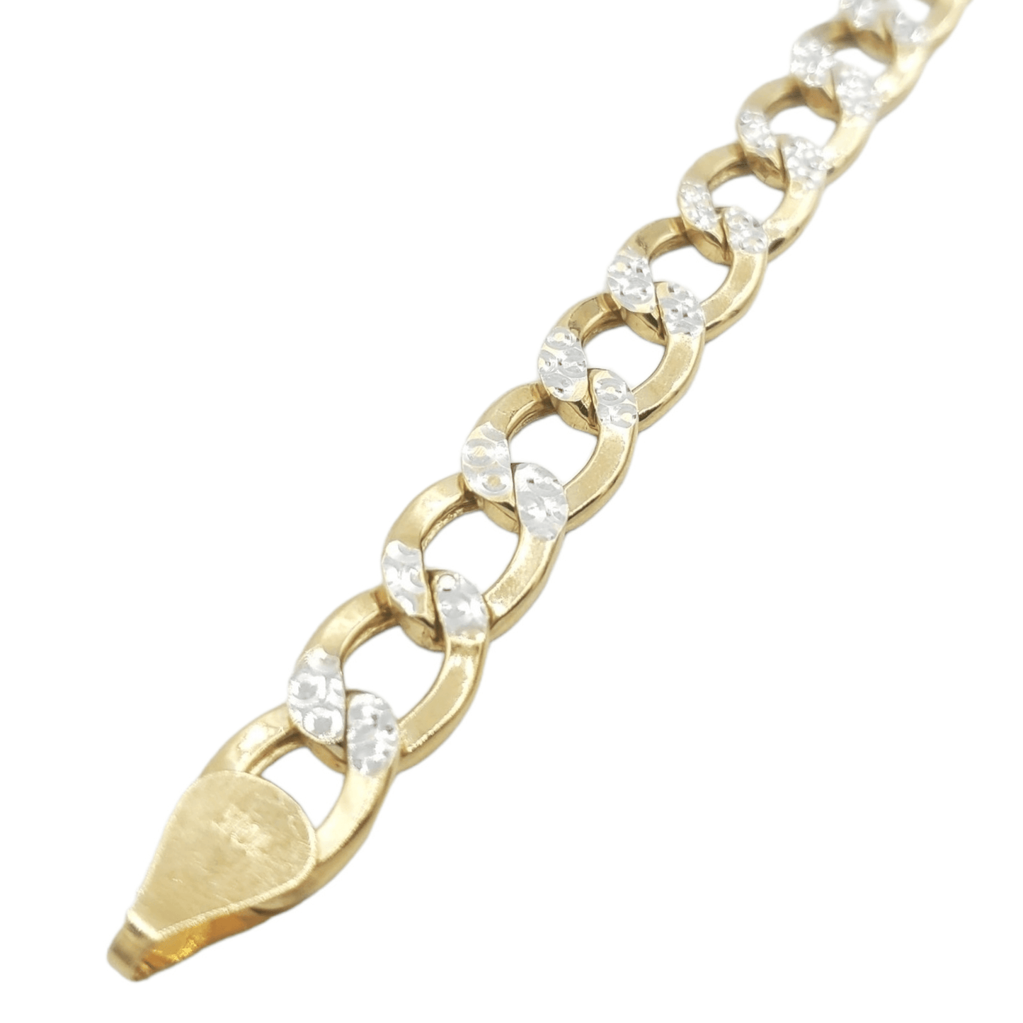 10K Gold- Hollow Cuban Link Diamond Cut (Pave) Bracelet