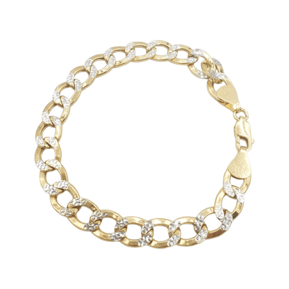 10K Gold- Hollow Cuban Link Diamond Cut (Pave) Bracelet