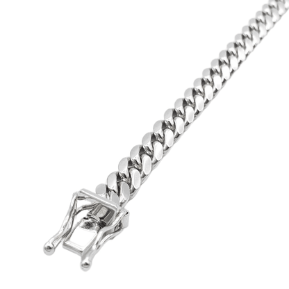 14K White Gold- Solid Miami Cuban Bracelet