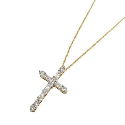 14k Baguette Diamond Cross  #25994