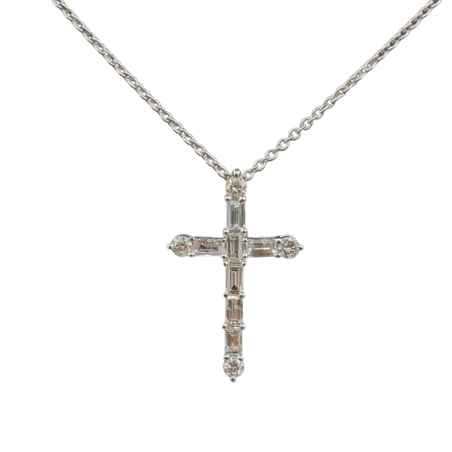 14k Baguette Diamond Cross  #25994