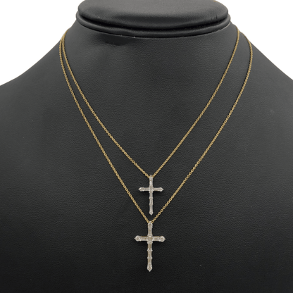 14k Baguette Diamond Cross  #25994