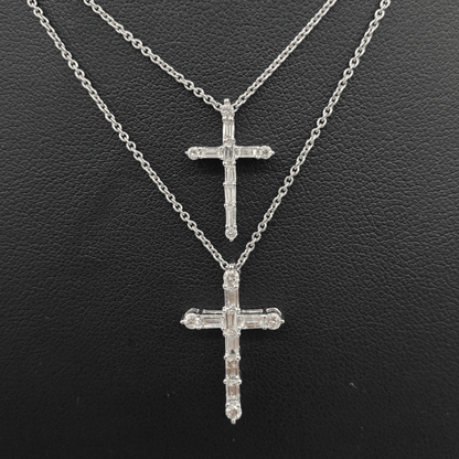 14k Baguette Diamond Cross  #25994