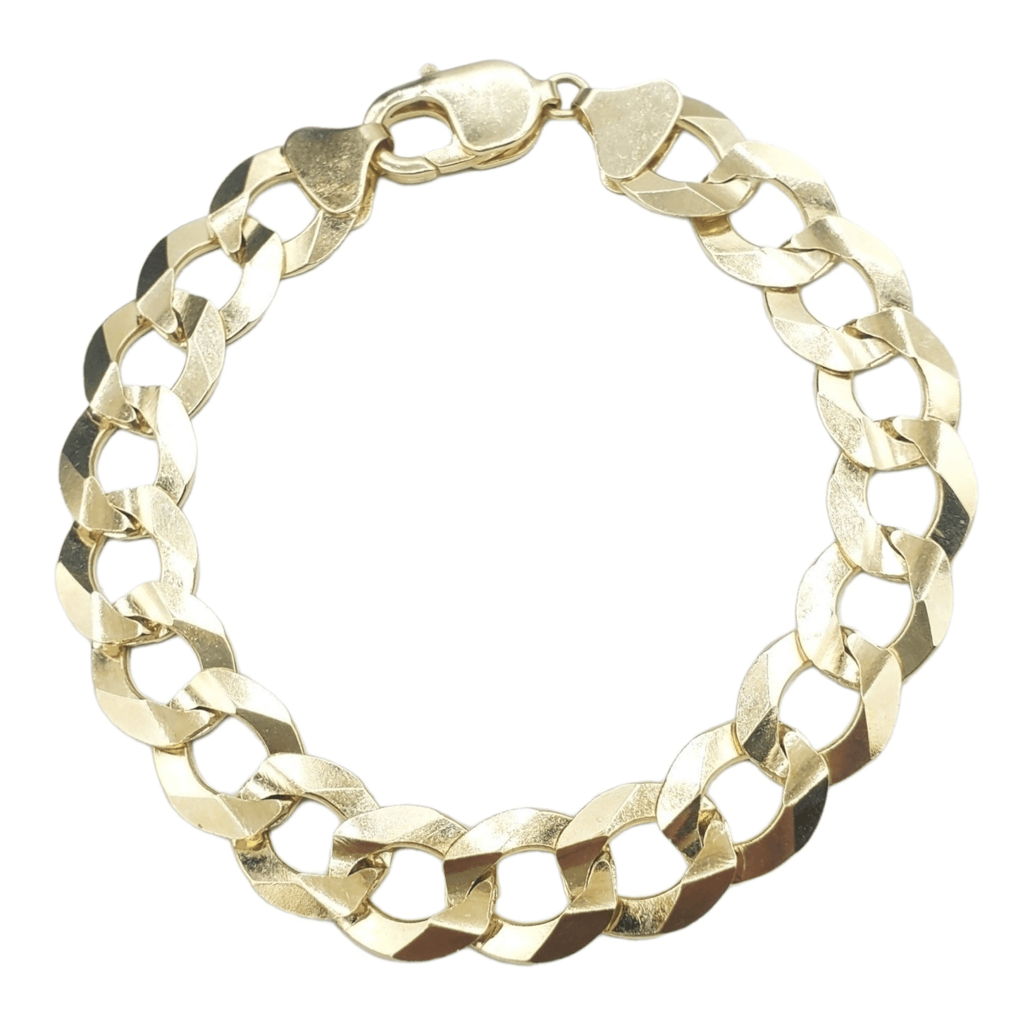 14K Yellow Gold - Solid Curb Cuban Bracelet