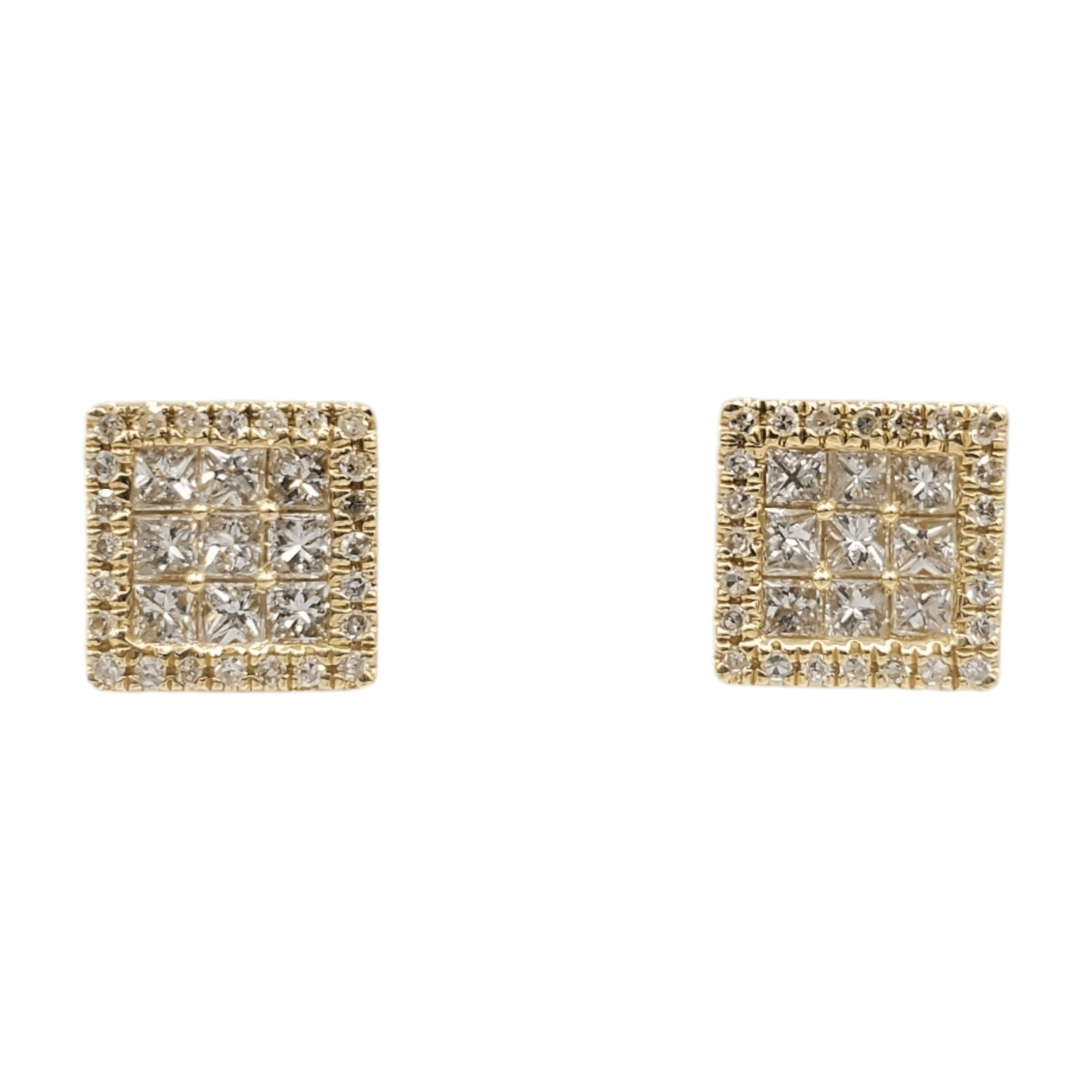 14k Gold Diamond Square Earrings #27187