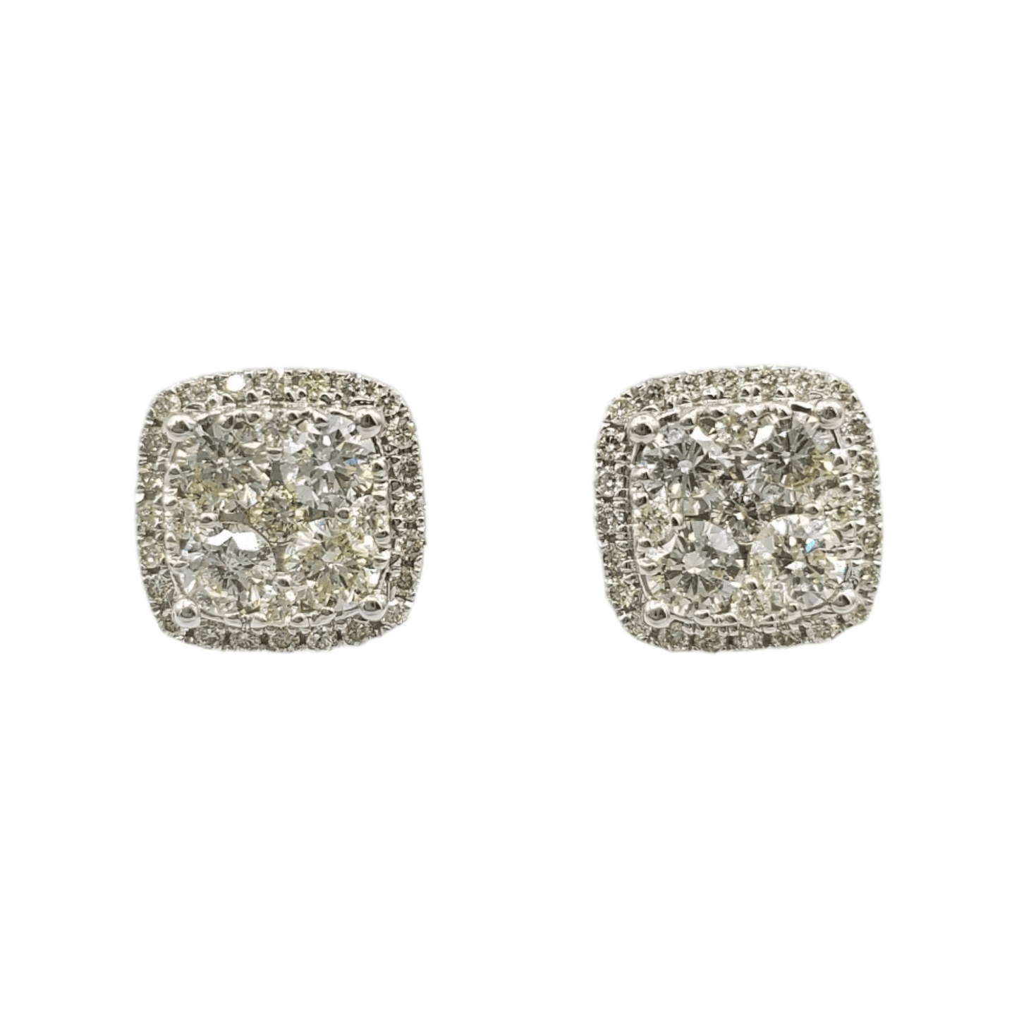 14k Gold Diamond Square Earrings #13830