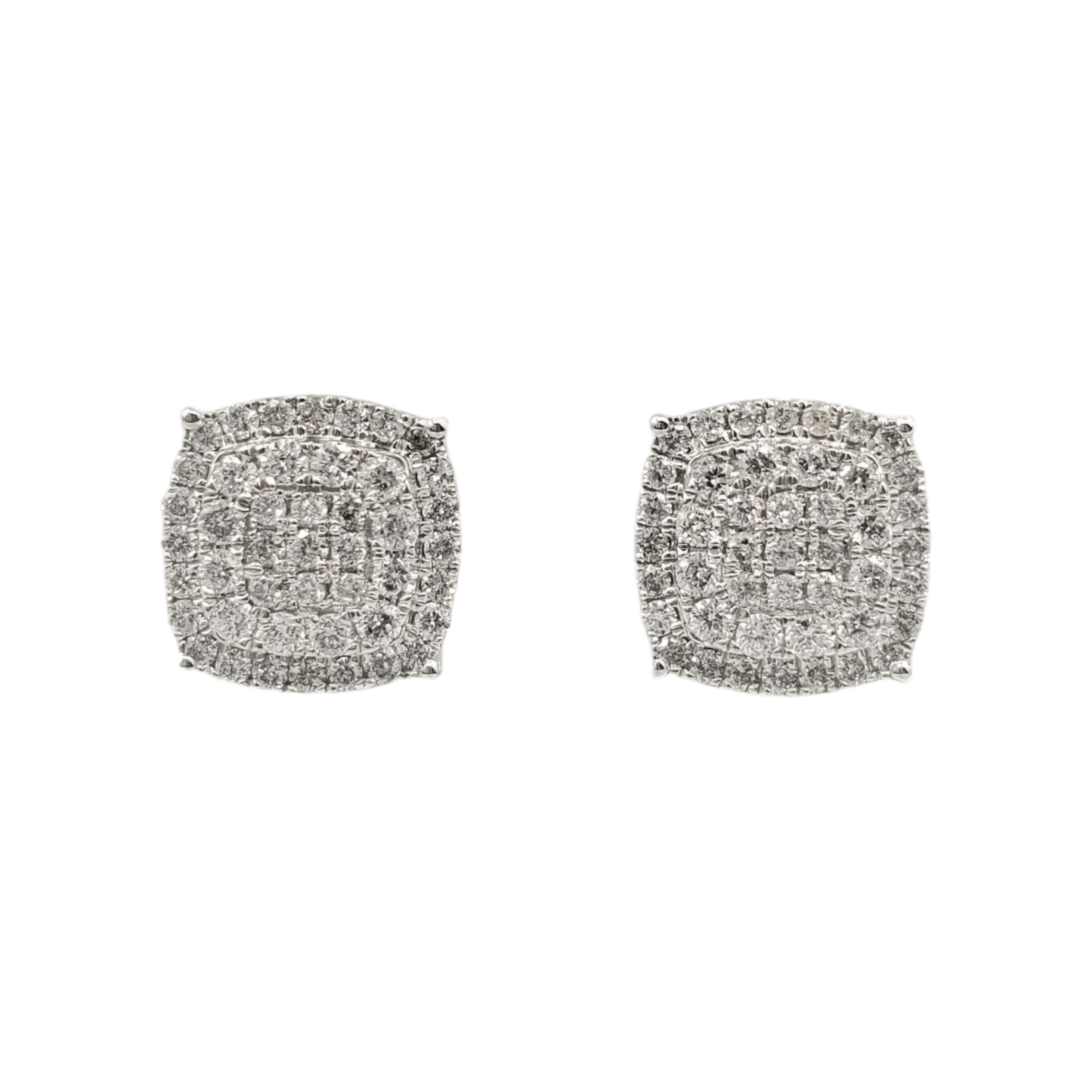 14k Gold Diamond Square Earrings #13083