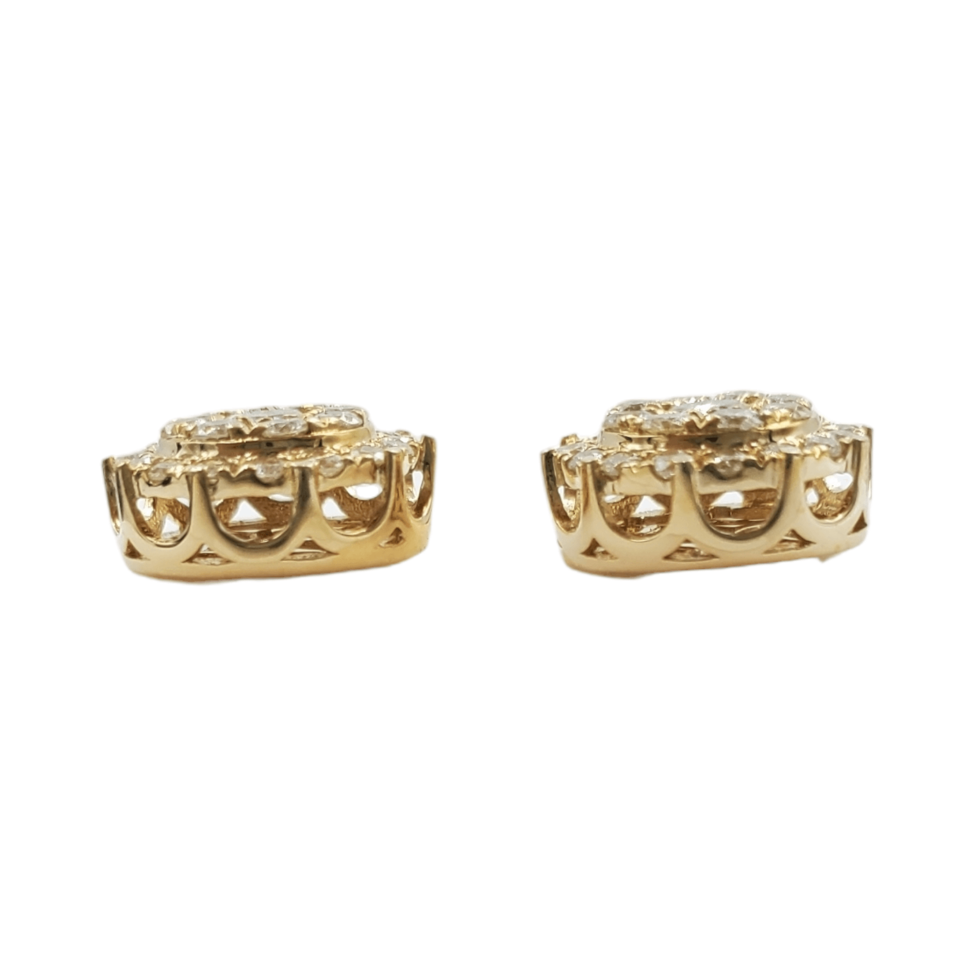 14k Yellow Gold Diamond Circle Earrings #14740