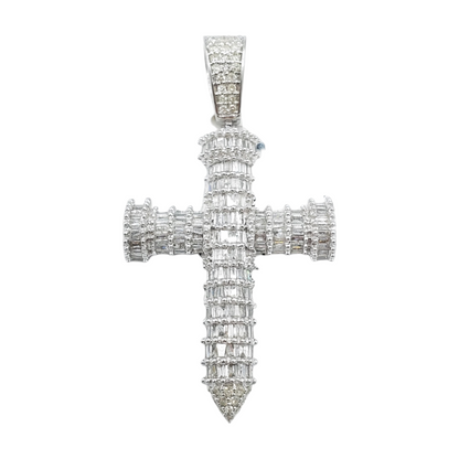 14k Baguette Diamond Cross With 2.13 Carats Of Diamonds #24042