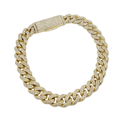 10K Gold- Iced Out Diamond Miami Cuban Bracelets (9mm)