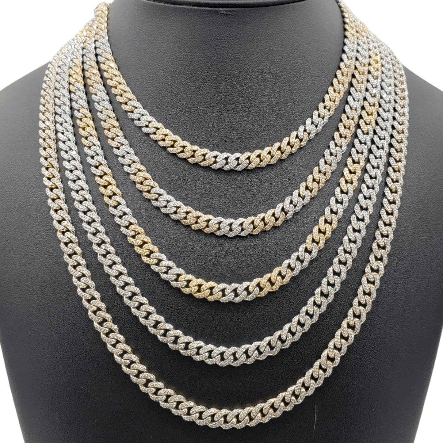 10K Gold- Iced Out Diamond Miami Cuban Chains (7mm)