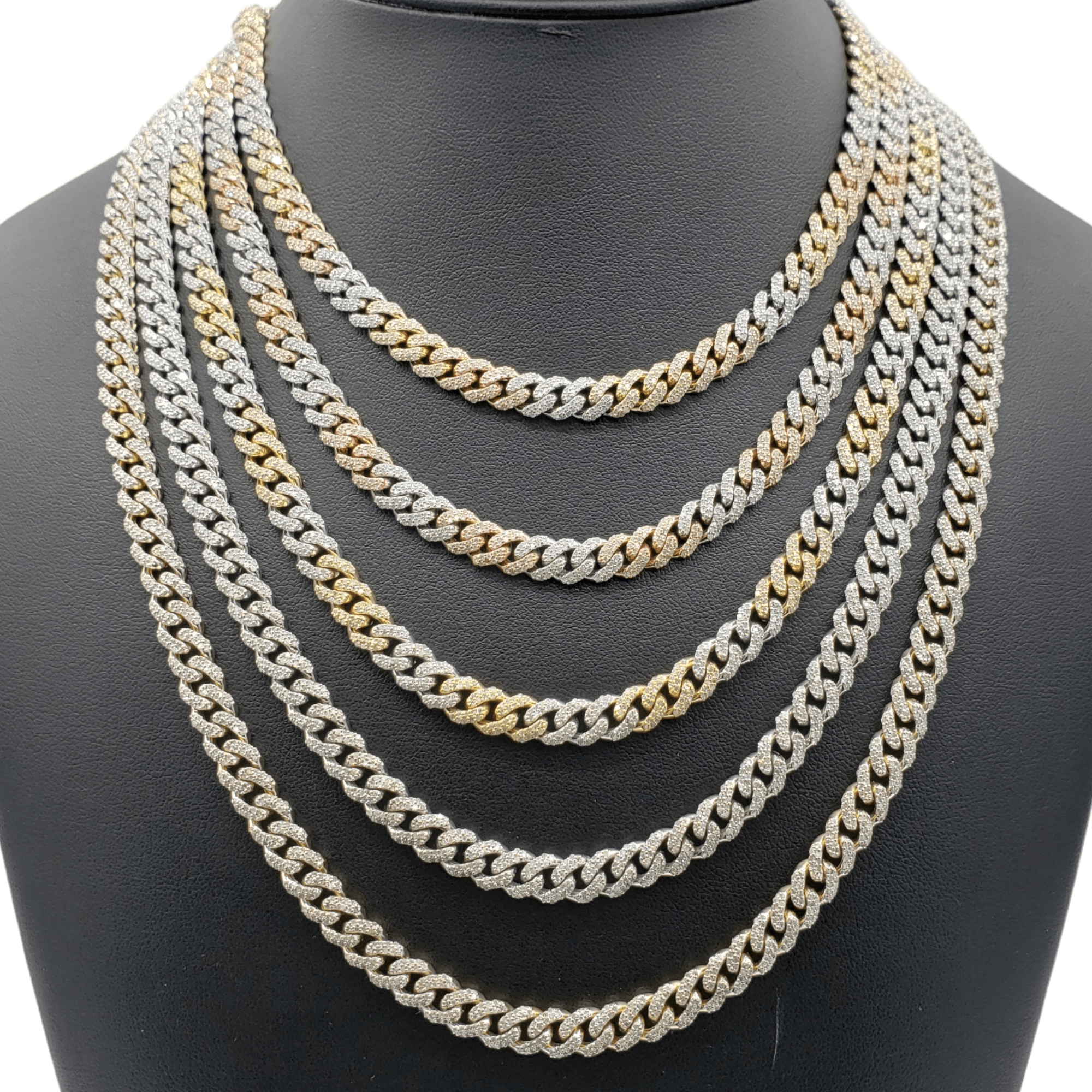 10K Gold- Iced Out Diamond Miami Cuban Chains (7mm)