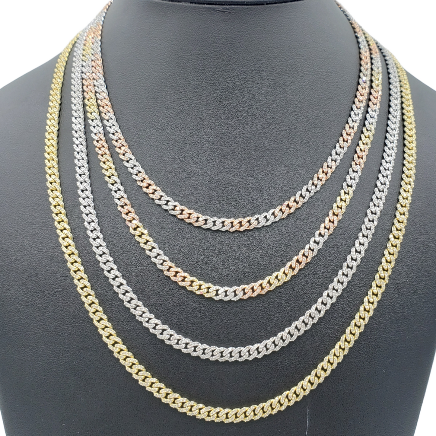 10K Gold- Iced Out Diamond Miami Cuban Chains (5mm)