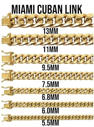 10K Gold Semi-Solid Miami Cuban Link Chain