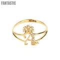 Elegancia Regia: Anillo de Letra Inicial 'A' con Corona en Oro de 14K con Circonitas - ¡Compre Ahora!