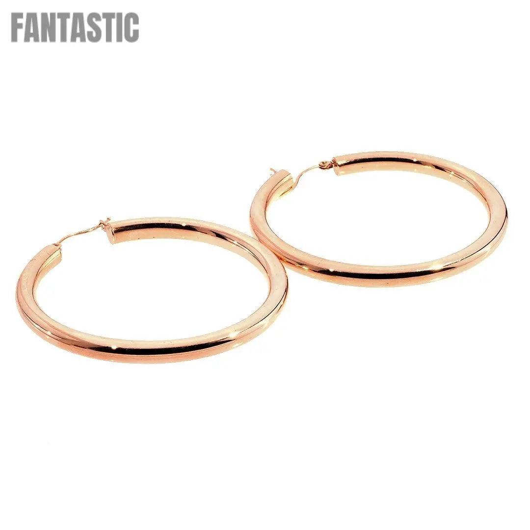 Rose Gold Round  Hoop Earrings | Kids Ladies Child | 14K Gold - Fantastic Jewelry NYC