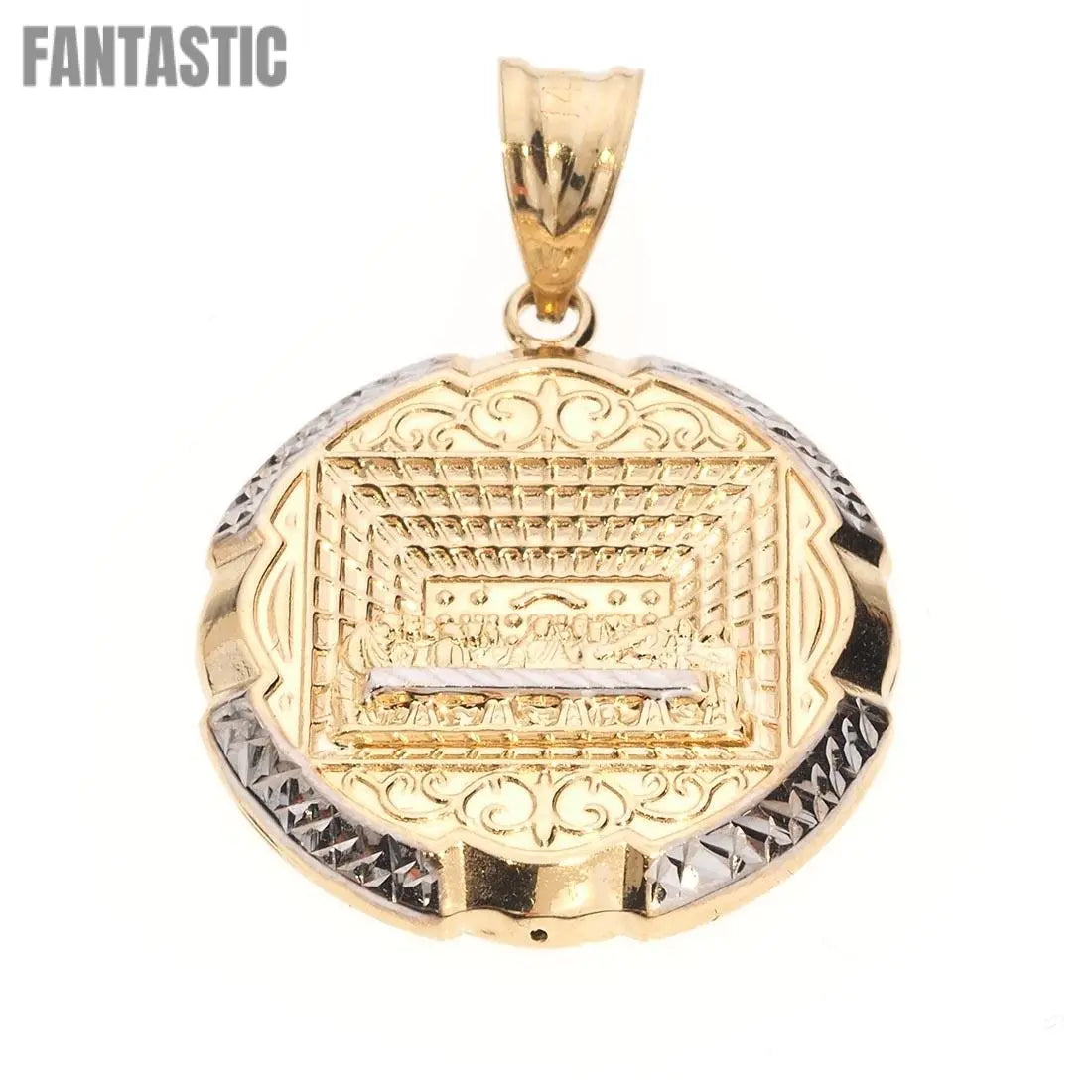 Rounded The Last Supper Pendant | 14K Gold With Cz - Fantastic Jewelry NYC