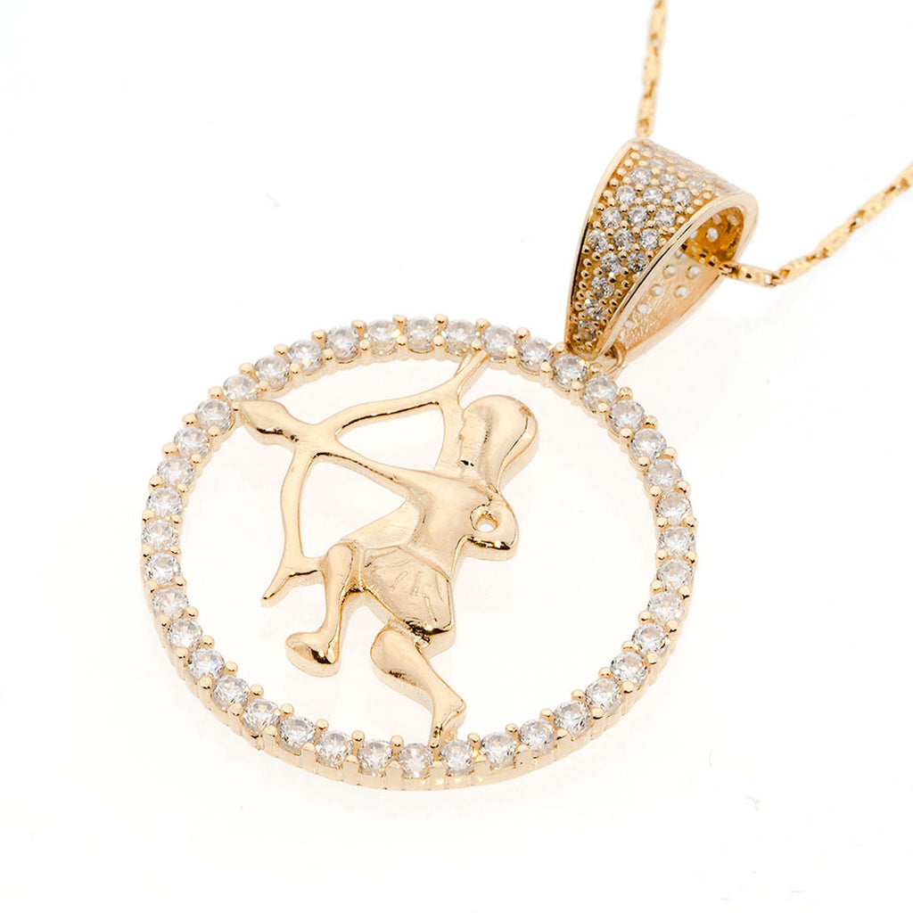 Sagittarius Zodiac Pendant | 14K Gold With Cz - Fantastic Jewelry NYC