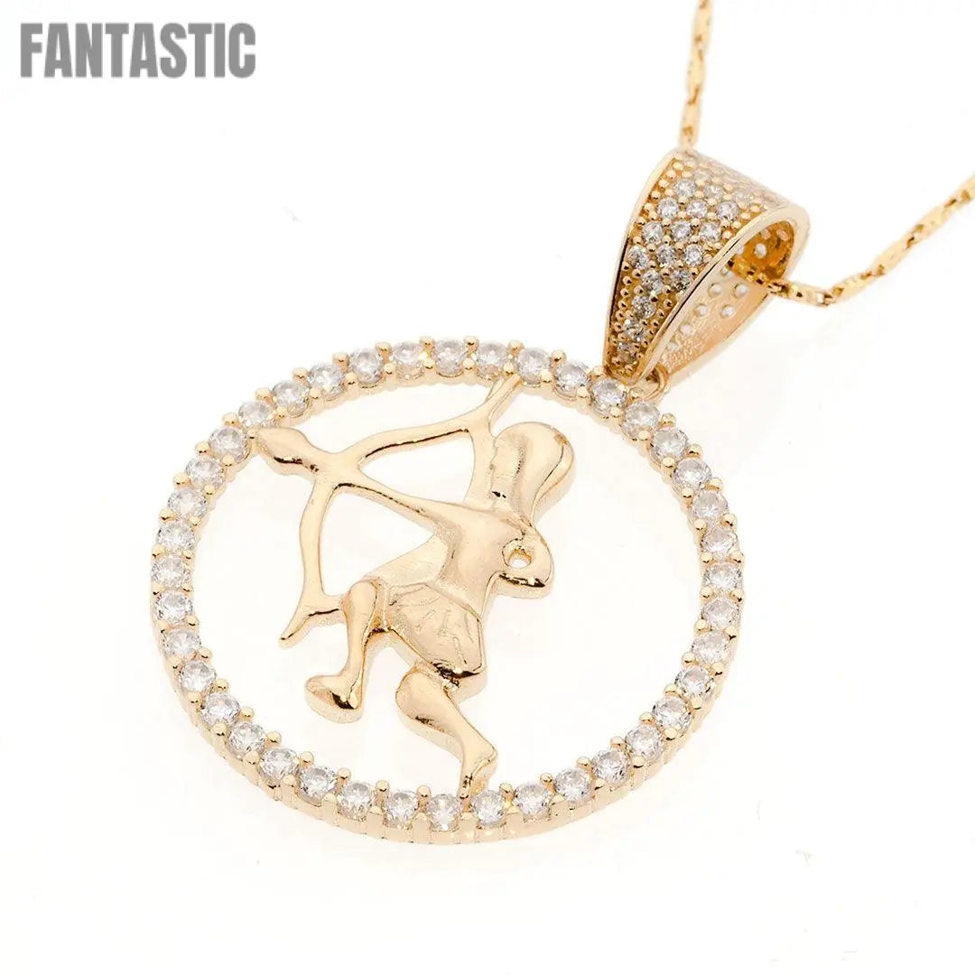 14K gold CZ Sagittarius Zodiac pendant