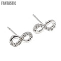 14K Gold CZ Shine Infinity Stud Earrings