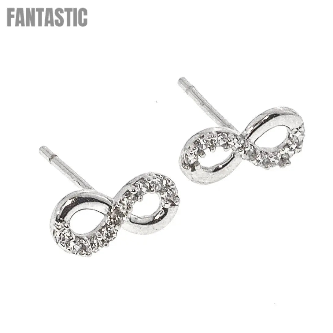 Shine Infinity Stud Earrings | 14K Gold With Cz - Fantastic Jewelry NYC