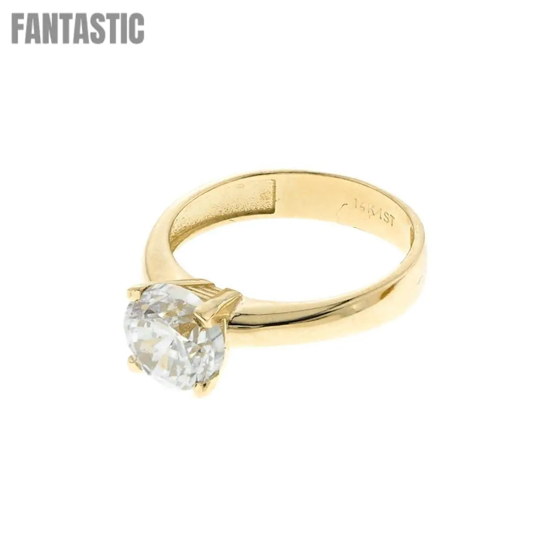 14K gold CZ Solitaire Engagement ring