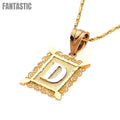 Square Initial Letter "D" Pendant | 14K Gold