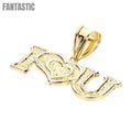 14K Gold Two-Tone I Love You Pendant