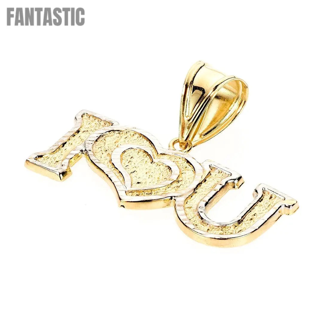 14K gold Two-Tone I Love You pendant