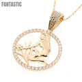 14K Gold CZ Virgo Zodiac Pendant