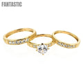 Conjuntos de anillos de boda Anillo de compromiso para él y para ella | Oro de 14 quilates con circonita