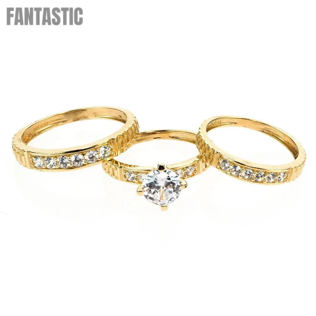 14K gold CZ His and Hers Wedding Ring set